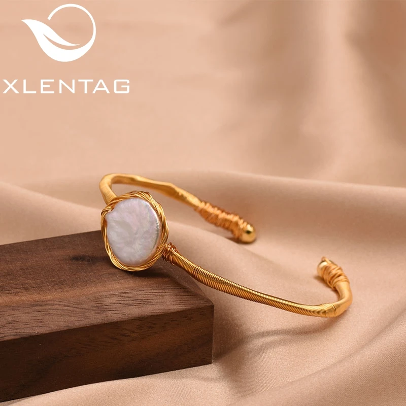 XlentAg натуральный пресноводный жемчуг барокко регулируемый браслет для женщин