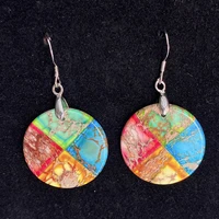 1pair turquoise colorful round earrings for women multi color natural stone charms diy jewelry making supplies accessories fine