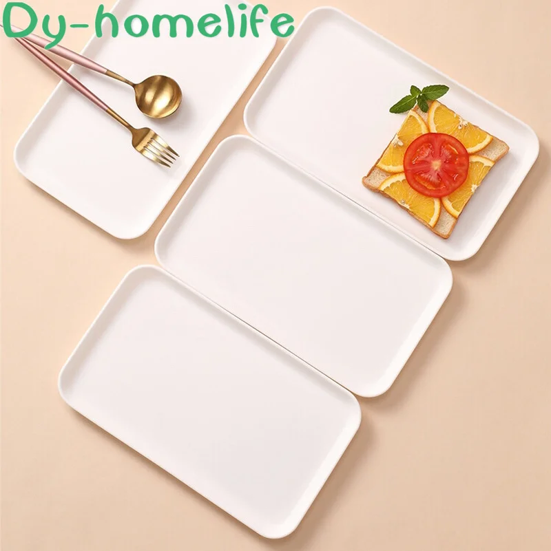 

29*17 White Plastic Tray Nordic Simple Multi-function Rectangular Storage Tray Home Kitchen Bathroom Supplies Fruit Dessert Tray