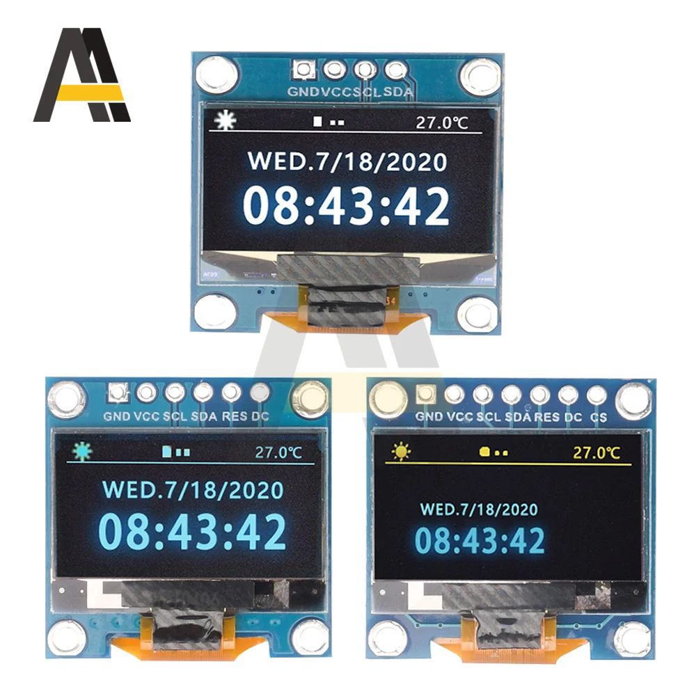 

0.96 inch IIC SPI Serial 7/6/4Pin White/Blue/Yellow Blue OLED Display Module SSD1315 128x64 LCD Screen Board for Arduino