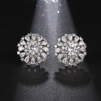 classic luxury women wedding stud earrings circle round zircon studs ear flower fashion jewelry womens accessories