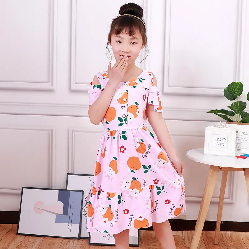 

New 2021 Childrens Layered Dress Girls Princess Dress Summer Fashion Casual Clothing Floral Knee-length Dance Clothes Promotion