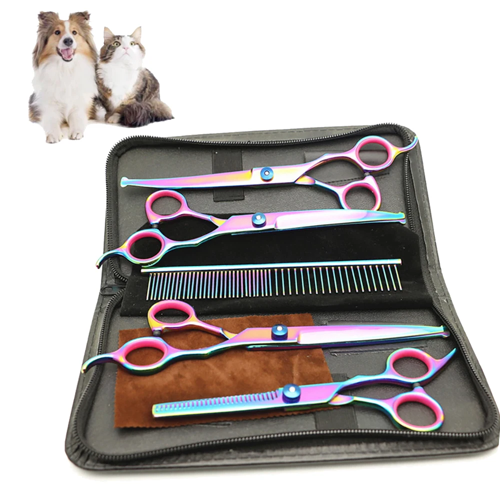 

Stainless Steel Pet Dogs Grooming Scissors Up Down Curved Shears Sharp Edge Animals Cat Hair Cutting Barber Cutting Tools Kit