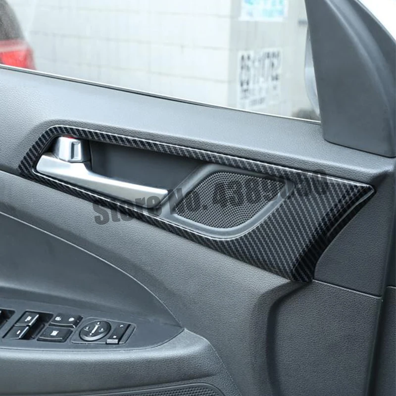 Для Hyundai Tucson 2015 2016 2017 2018 2019 2020 ABS углеродное волокно внутренняя дверь чаша защитная