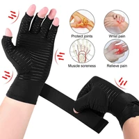 arthritis half finger gloves copper fiber pressure joint pain relief half finger gloves treatment wrist support non slip gloves