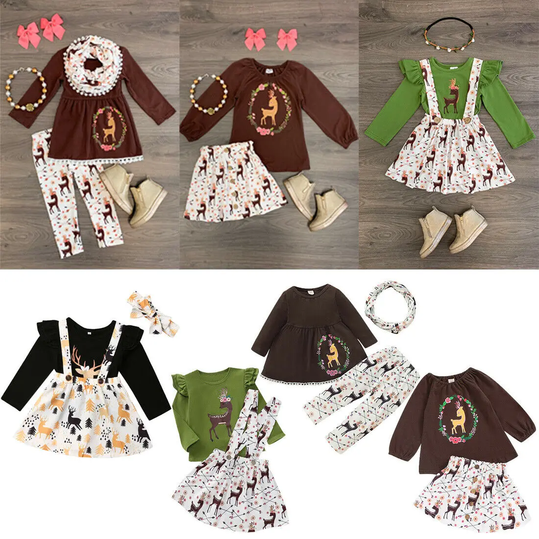 Emmababy 2 предмета одежда для маленьких девочек топы с рождественским оленем + юбки