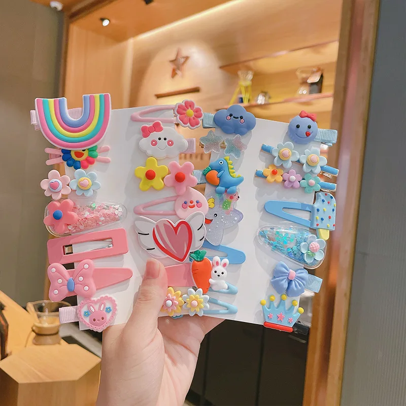 

заколки для девочек 14 шт./компл. милые красочные заколки для волос с бантом в виде цветка из мультфильма, Детские сладости заколки для волос, ...