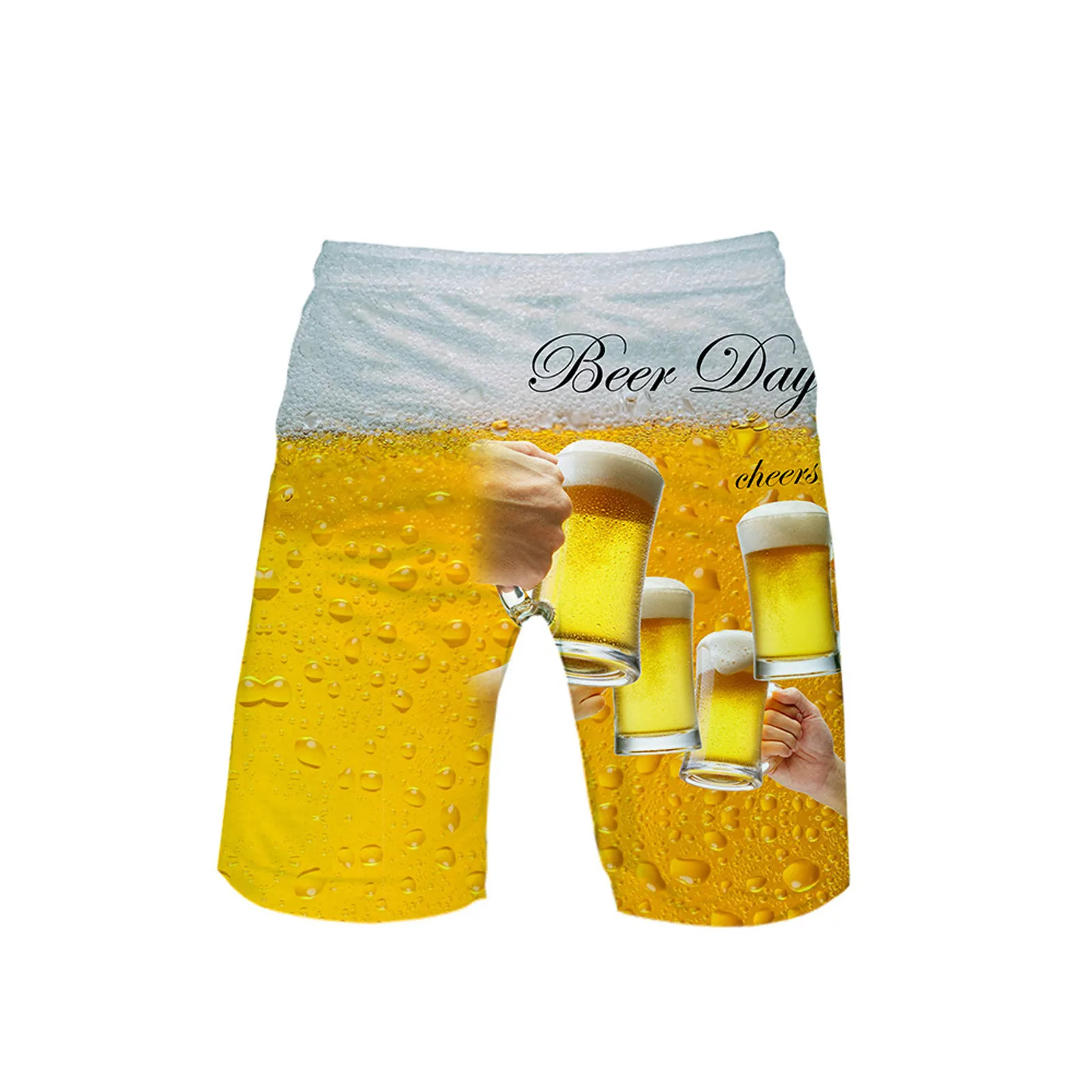 

New Shorts Men's Loose Beer Shorts Printing Quick Dry Swimsuit Sports Swim Trunks Pants men clothing