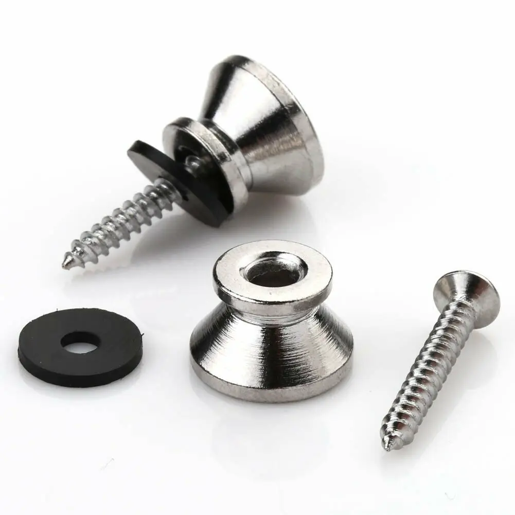 

16Pack Wholesale Guitar Bass Chrome Metal End Pin Strap Buttons Cushion Screws