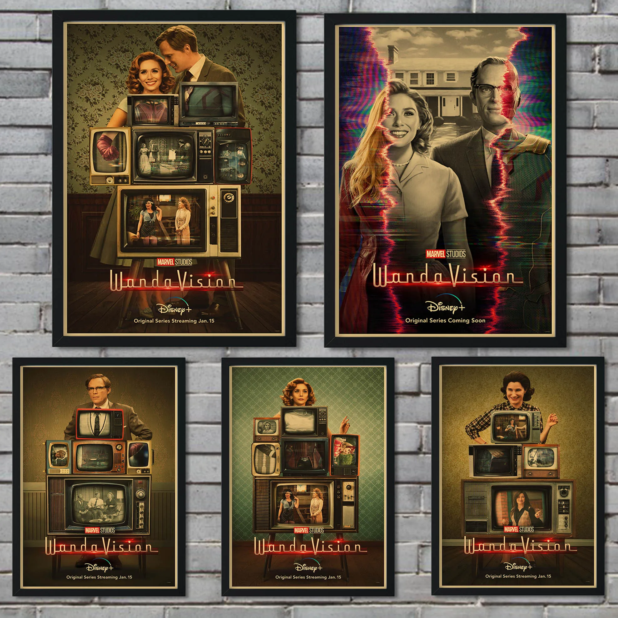 Ретро Супергерои Marvel ТВ сериал WandaVision крафт бумага домашний декор настенные