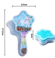cute kids comb anti static for baby girls massage scalp hair accessories portable durable plastic brush with mirro sequins 3d