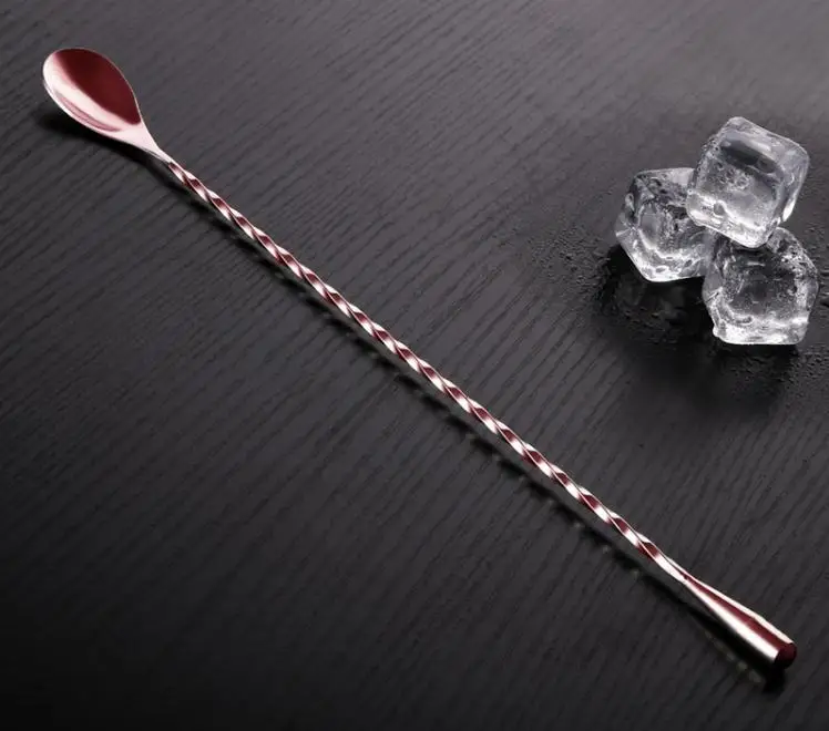 Satılık 304 Paslanmaz çelik Karıştırma Kokteyl Kaşığı 3 Renk Spiral Desen Bar Su Damlası Karıştırma Kaşığı Barmen Bar Aracı Toptan