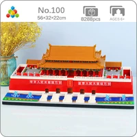 yz 100 world architecture tiananmen square flag river bridge model mini diamond blocks bricks building toy for children no box