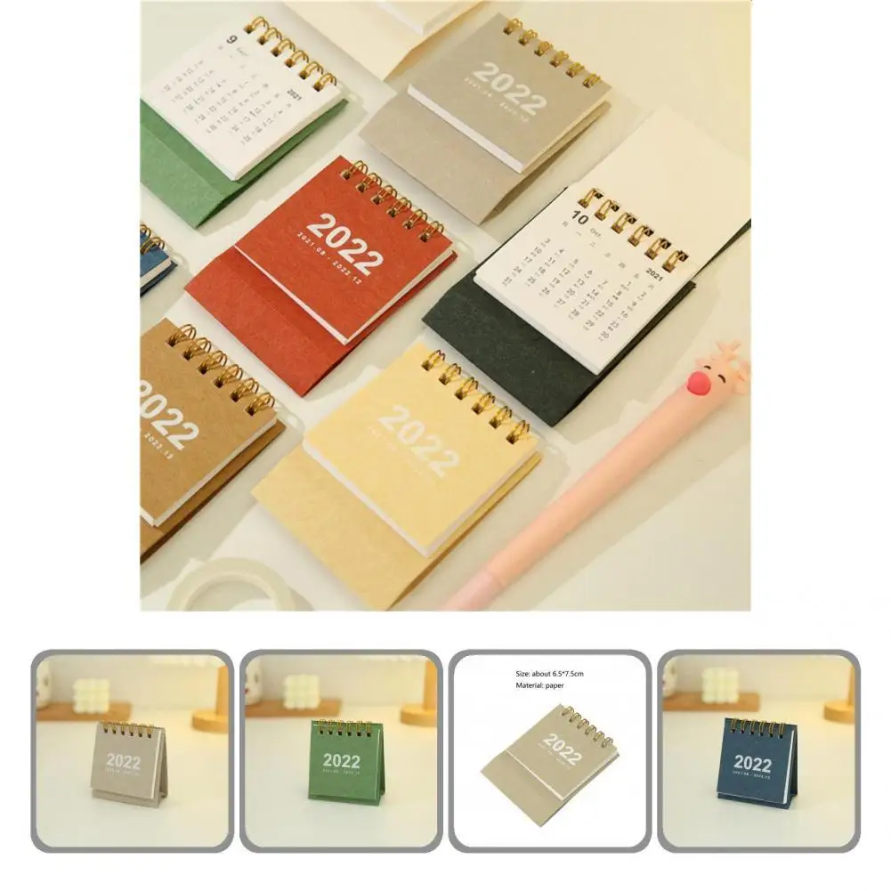 

Solid Color Useful 2022 Pure Color Small Desk Calendar Portable Mini Calendars Decorative for Office