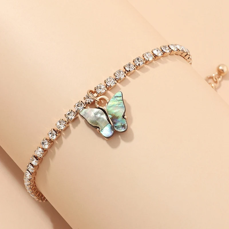 Новый кубинской бабочка браслет золотого цвета с украшением в виде кристаллов