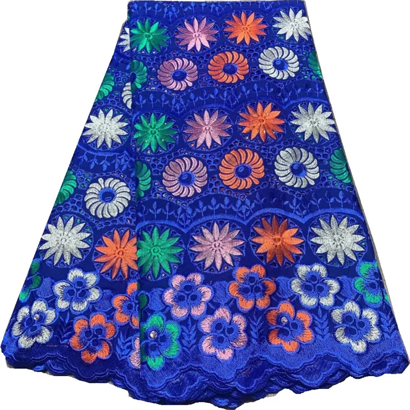 

African 100% Cotton Punch Lace Fabric 2022 High Quality Nigerian Swiss Voile Embroidery French Net Lace Fabric 5 Yards For Dress