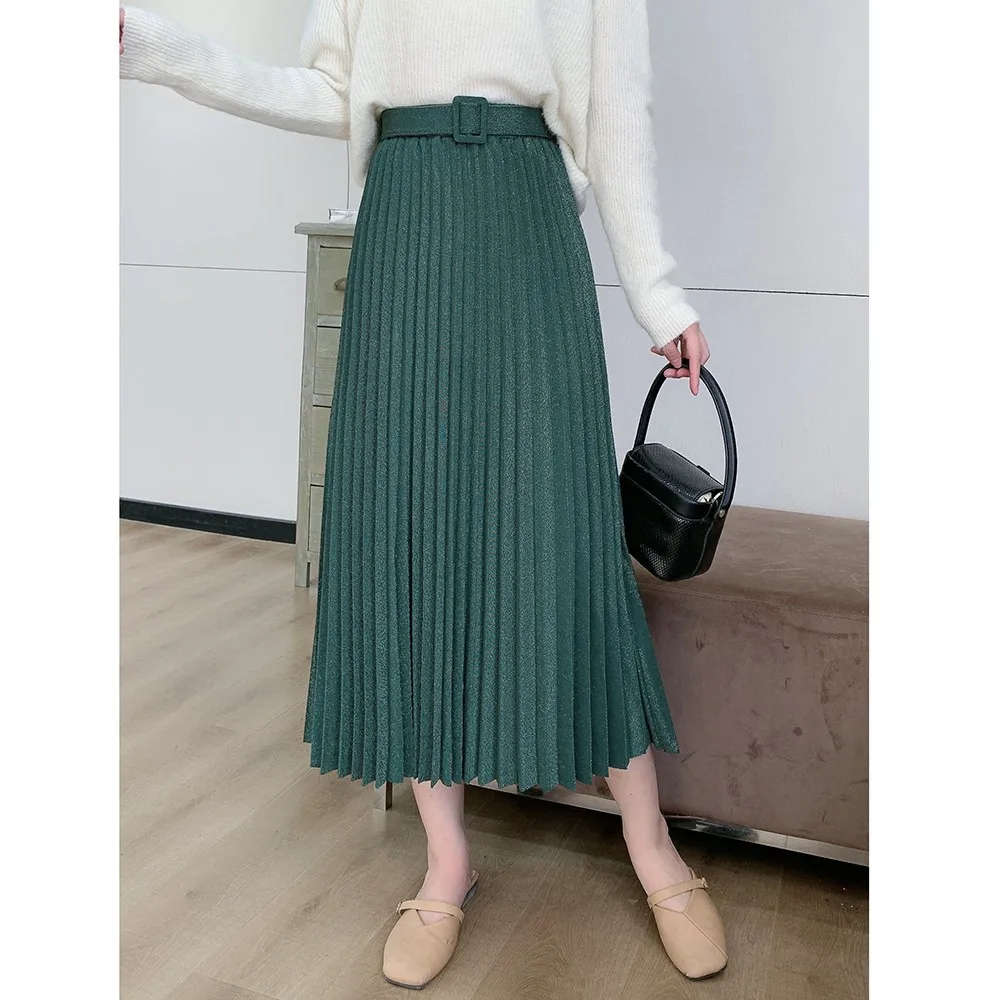 

Элегантная женская юбка-трапеция с высокой талией, офисная юбка на шнуровке, Осень-зима, женские вечерние юбки миди, шикарные