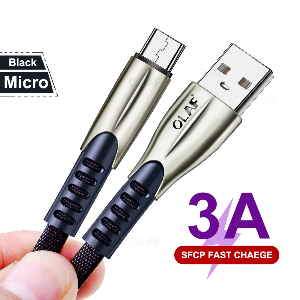 Олаф Micro USB кабель 3A шнур для быстрой зарядки данных для samsung Xiaomi Microusb Android телефон кабель для зарядки Micro USB 1 м 2 м 3 м SFCP
