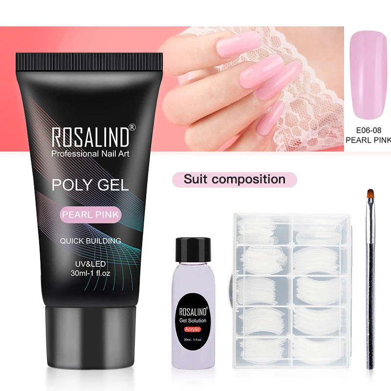 RE-2GELS2TOOLS-17 ROSALIND поли набор гель-лаков для ногтей для дизайна ногтей расширение строительный гель для маникюра полигель набор для ногтей лак - Цвет: RE-2GELS2TOOLS-17