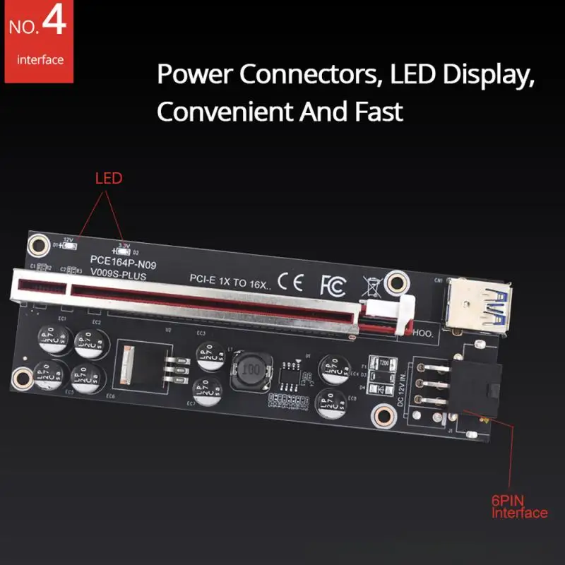 3/6 шт. Райзер-карта VER009S Plus PCI-E 009S PCIE X1 до X16 6 контактов 30 см 60 100 кабель USB 3 0 для