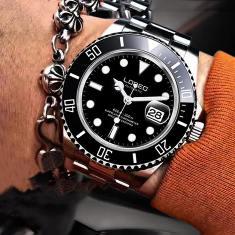 Часы наручные LOREO Мужские механические водонепроницаемые до 200 м|Мужские часы| |