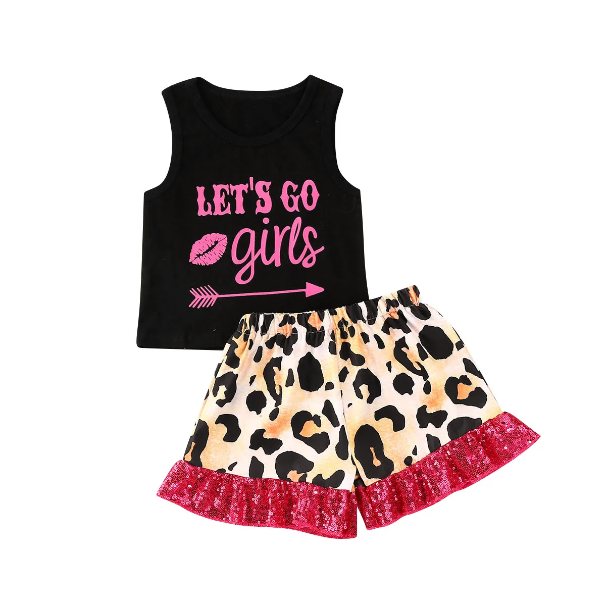 

От 1 до 5 лет, летние комплекты одежды для маленьких девочек, без рукавов принт буквы, жилет, топы + леопардовые шорты, 2 предмета