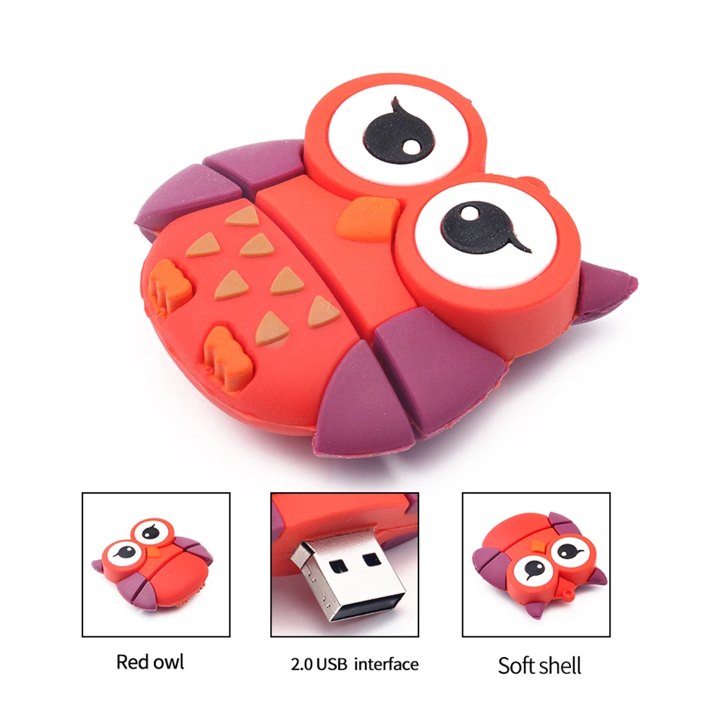 

4G/8G/16G/32G/64G/128G Cute Owl Shaped Cartoon Animal Model Pendrive USB 2.0 Flash Disk Pen Drive U Disk Memory Stick Gift