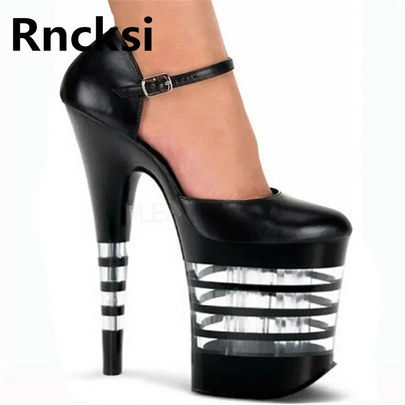 

Rncksi New Women's Buckle Straps Black 20cm High-Heeled Pumps Sexy Night Club Pole Dance Stiletto Heel Ankle Women's Pumps