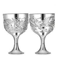pure silver wine cup 999 silver dragon phoenix cup silver decoration gift customized wedding creative gift
