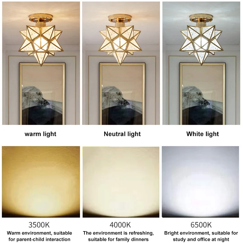 

Ceiling Lamp Five-pointed Star Ceiling Light Hallway Aisle Balcony Small Lamps Iron Art Lamp Chandeliers JS23