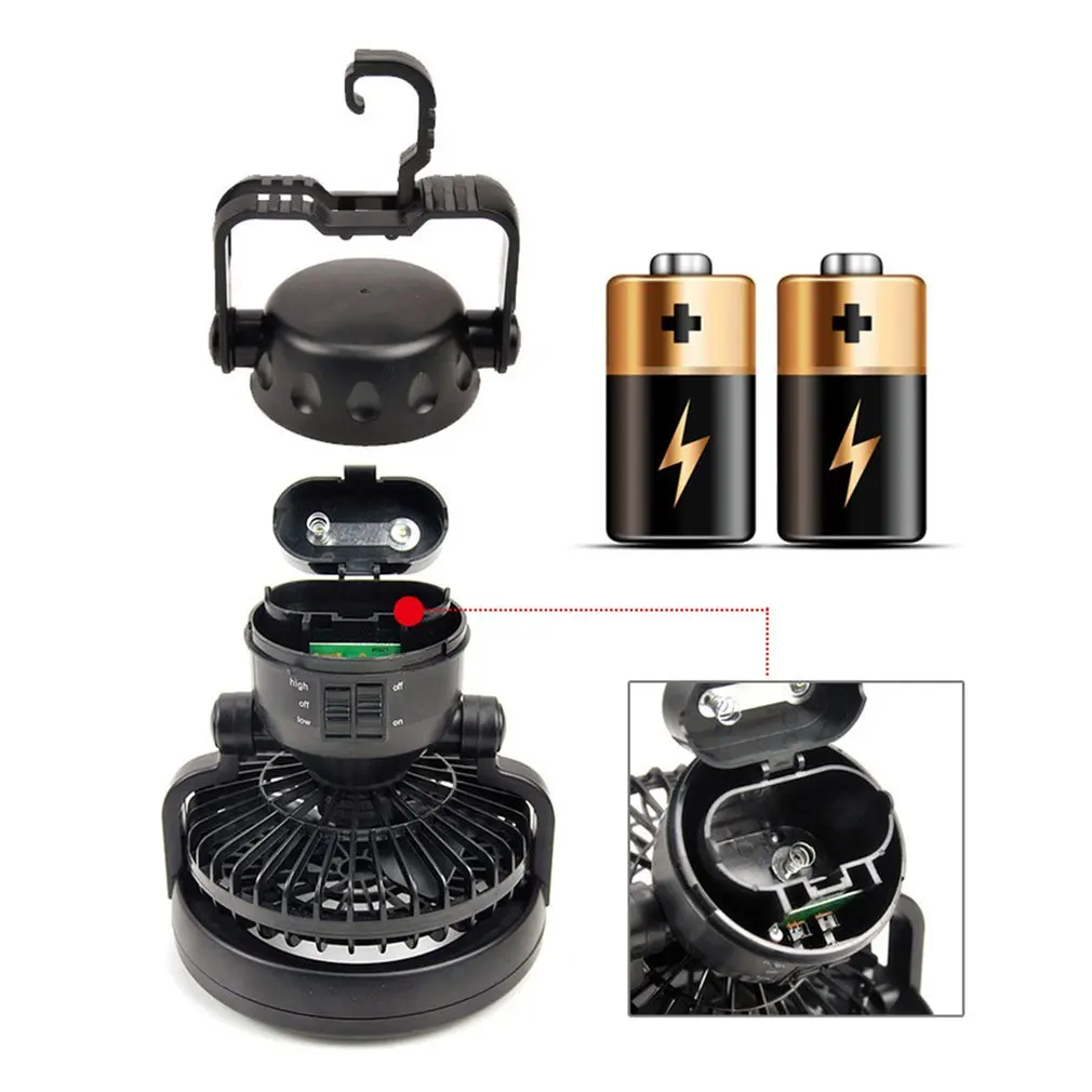Camping Ceiling Fan Light Portable Hanging Flashlight 18LED Lantern Battery Power/USB Rechargeable Tent Lamp | Бытовая техника