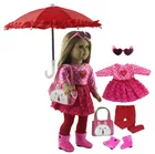 Новинка, 1 комплект, розовое платье, Одежда для кукол 18 дюймов, американская маленькая кукла ручной работы, модная Милая одежда X89