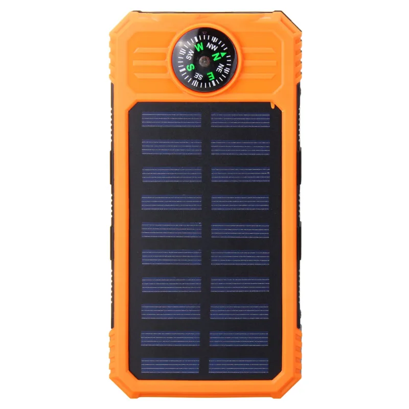 Orange 30000 мАч Солнечное зарядное устройство водонепроницаемый Светодиодный светильник компасы солнечное зарядное устройство с двумя портами usb Внешнее зарядное устройство банк питания для смартфонов - Цвет: Orange