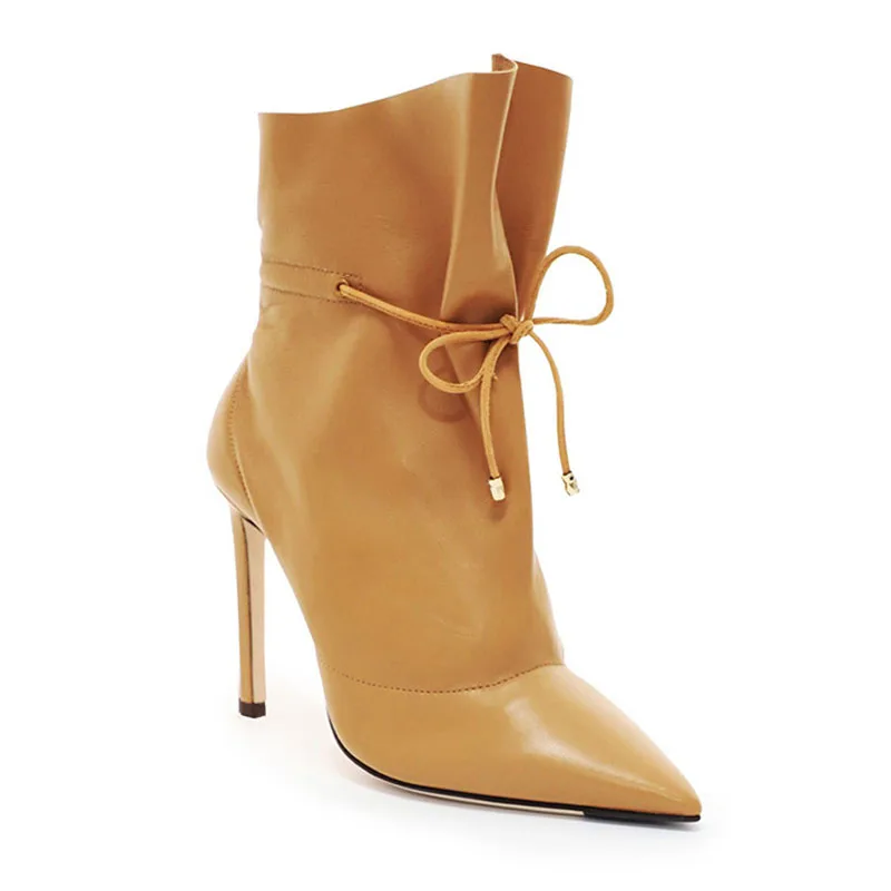 Модные женские зимние ботинки с острым носком на шпильках пикантные элегантные