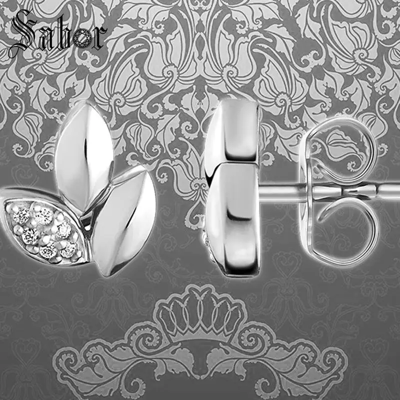 Серьги-гвоздики серебристого цвета с листьями лотоса серебристые ювелирные