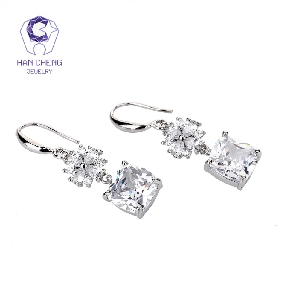 Новые модные висячие серьги HanCheng с крючком цветком из драгоценного камня и