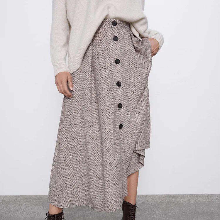 Зимние длинные вязаные женские юбки мягкая теплая плиссированная юбка макси на