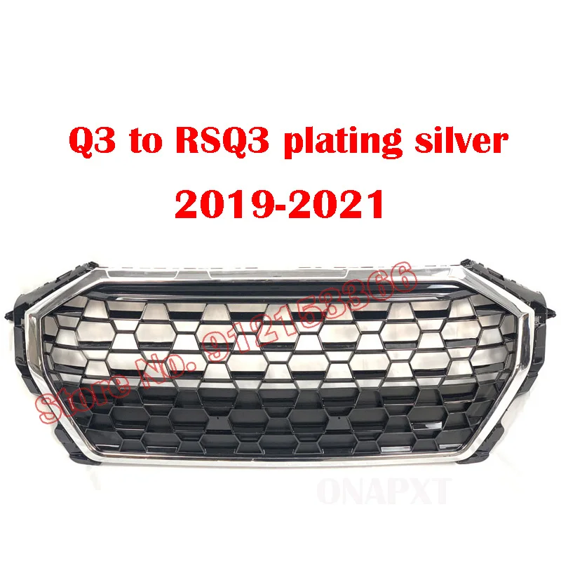 

Car Styling Middle Grille Auto Front Center Grill Honeycomb Hood Bumper Sport Hex Mesh For Audi Q3 MQB 2019-2021 to RSQ3