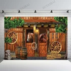 Ферма стабильно Ковбой лошадь стог сена деревянный дом фотостудия фон цифровая печать фон для фотосъемки фотография фотосессия