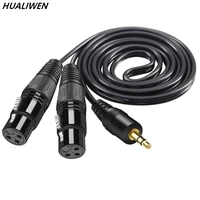 xlr cable 3 5mm stereo jack male female to dual xlr male ofc aux audio cable foilbraided shielded for speakers mixer 1 5m