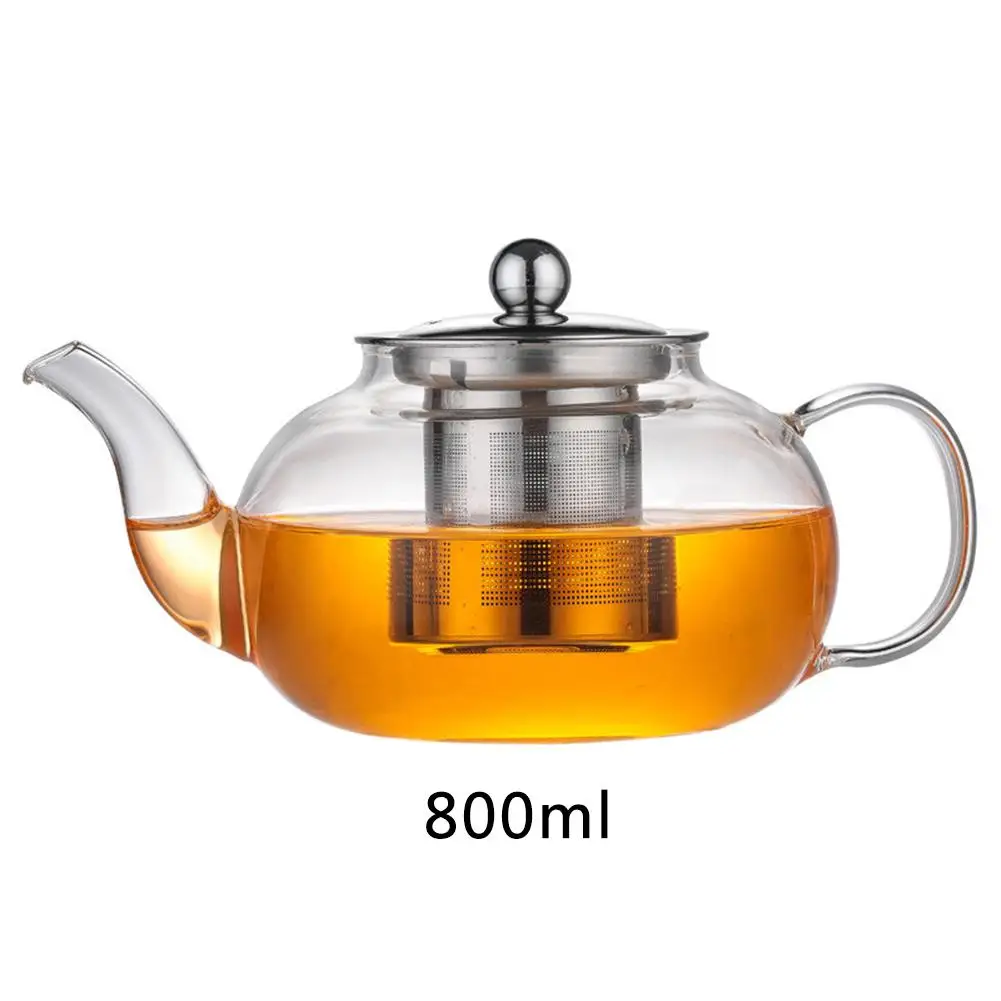 800ML Термостойкий чайник, стеклянный чайник, фильтр из нержавеющей стали, стеклянный чайник, цветочный чайник, 600 мл/800 мл на выбор - Цвет: 800ML