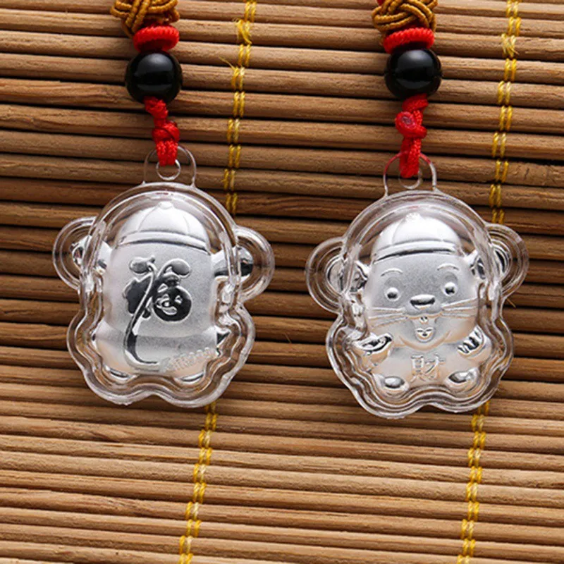 2020 китайская Мышь Крыса год ожерелье Зодиак крыса Подвески покрытые красным