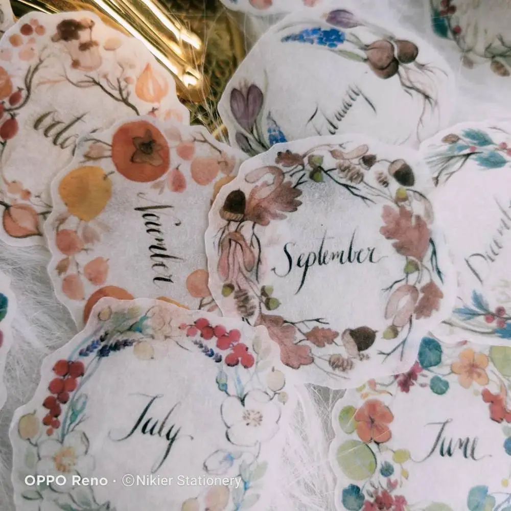 24 шт милый цветной цветок фоторамка \ месяц календарь серная кислота наклейка