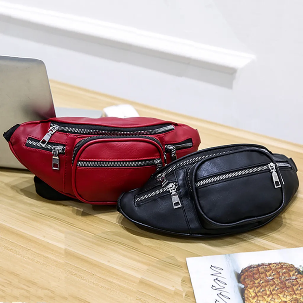 Кожаная поясная сумка унисекс Сумочка через плечо с ремнем модная вместительная