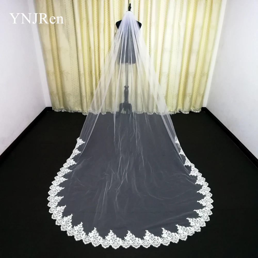 

Фата невесты длинная, с аппликацией из цветов, с металлическим гребнем, длина недорогая Фата для невесты