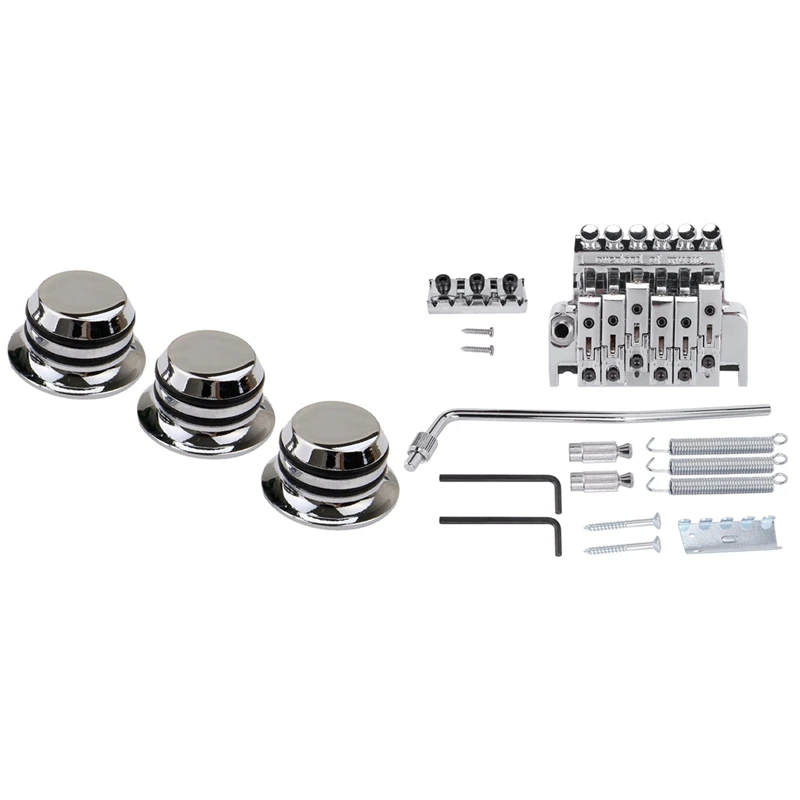 3Pcs Guitar Metal Top Hat Tone Tuning Knobs & 1 Set Bridge Double Locking System Pulled Electric String | Спорт и развлечения