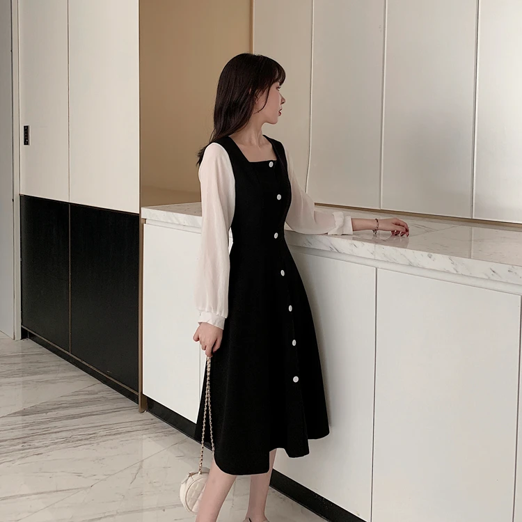 

One-Piece Woman Autumn Dress Korean Casual Loose Long Sleeve Dresses Vintage Robe Female New Plus Size Party Boho A-Line Dresses