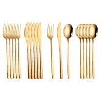 18pcs gold cutlery set 304 stainless steel dinner fork knife spoon dinnerware set silverware tableware kitchen utensils gift