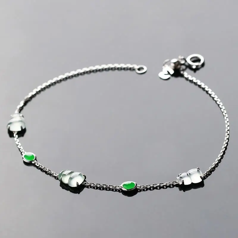 

Original design natural chalcedony gourd bracelet Chinese retro light luxury exquisite charm women's brand silver jewelry