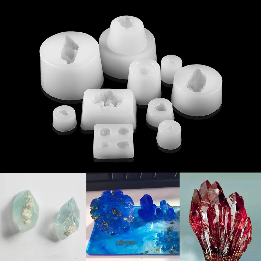 

1 Pcs 20 Styles Clear Ore Crystal Cluster UV Epoxy Resin Casting Molds Various Shapes Spar for DIY Jewelry Making Silicone